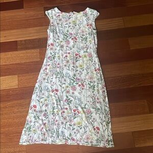 Floral Sleeveless Dress - White and Pink
